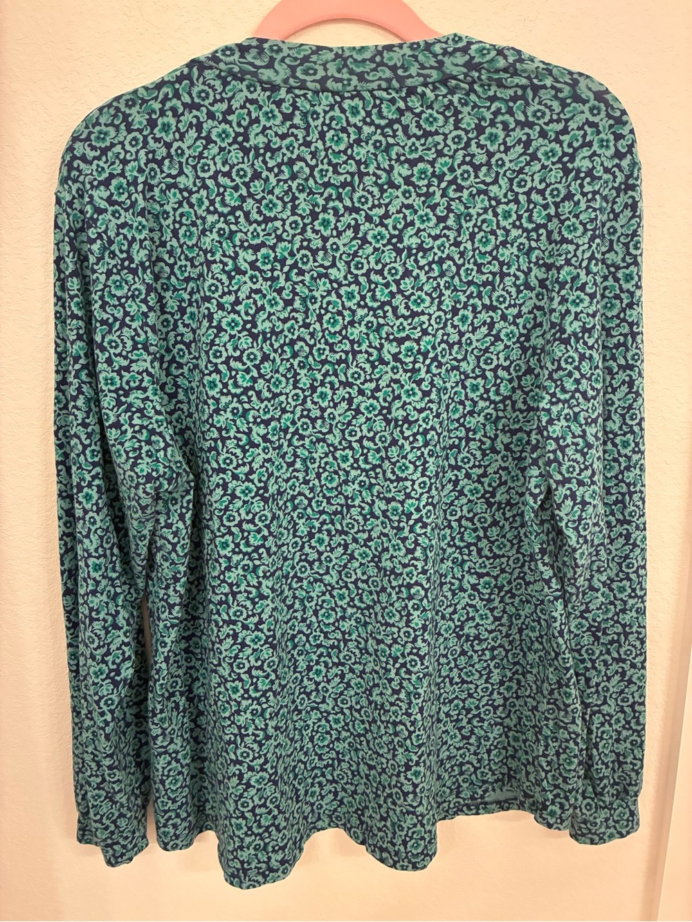 Lands’ End Teal Floral Gathered Mock Neck Top – Women’s Plus 1X NWoT - Picture 4 of 11